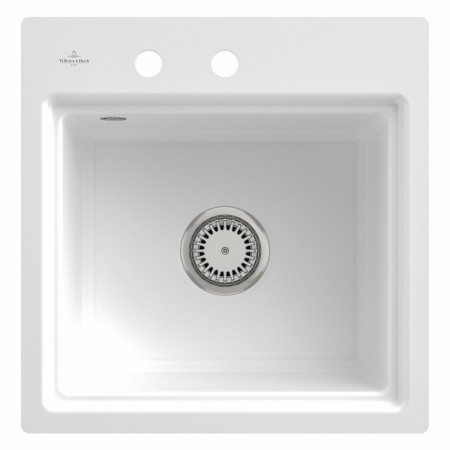 Villeroy & Boch Subway Style 50 S FLAT flächenbündige Spüle, Ablaufgarnitur mit Excenterbetätigung, inkl. Abtropfgitter