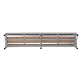 Banc de rangement en acier et bois Wolfstahl avec grille à chaussures 200x40x40cm gris clair - hêtre