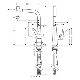 hansgrohe Talis Select M51 Einhebel-Küchenarmatur 300, Eco, Ausziehauslauf, 1jet