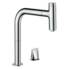 hansgrohe Metris Select M71 2-Loch Einhebel-Küchenarmatur 200 Eco, Ausziehauslauf, 1jet, sBox