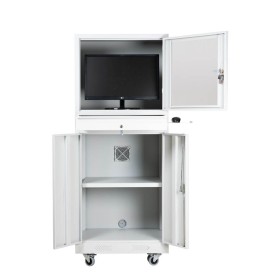 Wolfstahl PC-Schrank stahl, abschliessbar, 68x60x170cm lichtgrau - verkehrsweiss