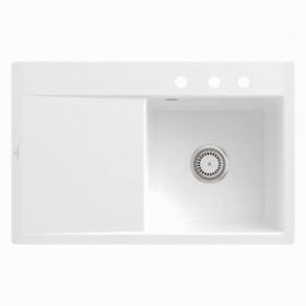 Villeroy & Boch Subway Style 45 FLAT flächenbündige Spüle, Ablaufgarnitur mit Handbetätigung, Becken rechts