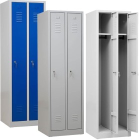 Armoire vestiaire en acier loupgris avec 2 casiers à cylindre - Bleu gentiane