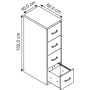 Armadio a cassettiera sospesa unilaterale Wolfstahl 4 cassetti 40 x 62 x 132 cm argento-acero