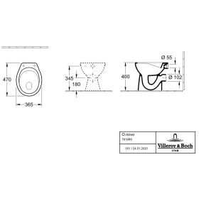 Villeroy & Boch O.novo Flachspül-WC spülrandlos, bodenstehend, mit DirectFlush, Abgang waagerecht