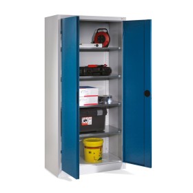 Wolfstahl Werkstatt Stahlschrank - Materialschrank Enzianblau-Lichtgrau abschliessbar 92x42x195cm, zerlegt