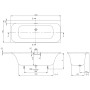 Villeroy & Boch Loop & Friends Square Duo Badewanne 170 x 75 cm, Airpool Comfort, Technik Position 1 inkl. Wasserzulauf