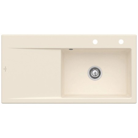 Villeroy & Boch Subway Style 60 FLAT flächenbündige Spüle, Ablaufgarnitur mit Handbetätigung, Becken rechts