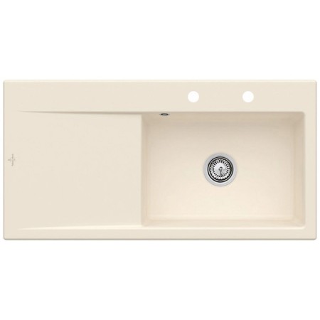Villeroy & Boch Subway Style 60 FLAT flächenbündige Spüle, Ablaufgarnitur mit Handbetätigung, Becken rechts