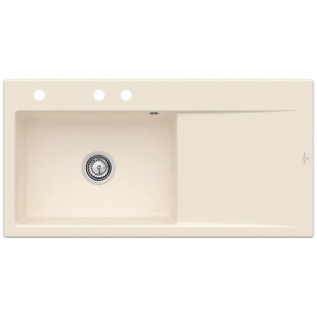 Villeroy & Boch Subway Style 60 FLAT flächenbündige Spüle, Ablaufgarnitur mit Handbetätigung, Becken links