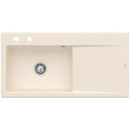 Villeroy & Boch Subway Style 60 FLAT flächenbündige Spüle, Ablaufgarnitur mit Handbetätigung, Becken links