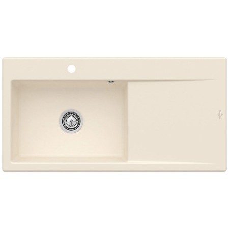 Villeroy & Boch Subway Style 60 FLAT flächenbündige Spüle, Ablaufgarnitur mit Handbetätigung, Becken links