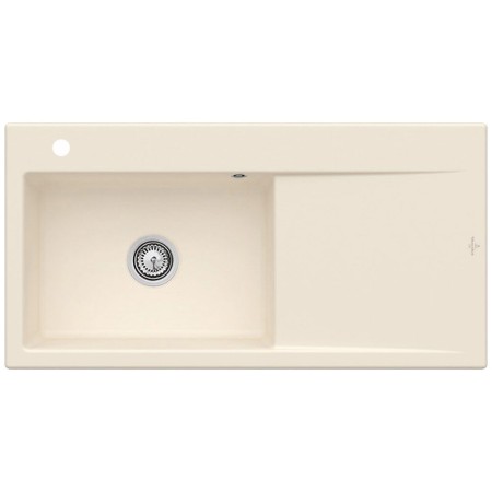 Villeroy & Boch Subway Style 60 FLAT flächenbündige Spüle, Ablaufgarnitur mit Handbetätigung, Becken links