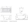 Villeroy & Boch O.novo Solo Badewanne 160 x 70 cm, Airpool Comfort, Technik Position 1, mit Trio Ablaufgarnitur