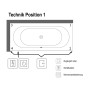 Villeroy & Boch Loop & Friends Oval Duo-Badewanne 180 x 80 cm, Hydropool Entry, Technik Position 1, mit Trio Ablaufgarnitur