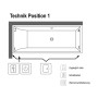 Villeroy & Boch Squaro Duo-Badewanne 180 x 80 cm, Hydropool Entry, Technik Position 1, mit Trio Ablaufgarnitur