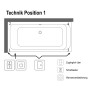 Villeroy & Boch Architectura Duo Badewanne 190 x 90 cm, Hydropool Entry, Technik Position 1, mit Trio Ablaufgarnitur