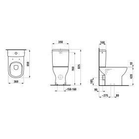 WC sur pied LAUFEN LUA pour combinaison, sans bride, sortie horizontale