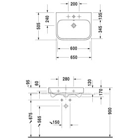 Duravit Happy D.2 Meuble vasque 65 cm avec 1 trou de robinet