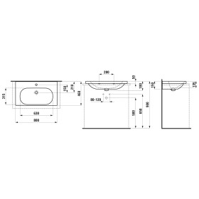 Vasque à poser LAUFEN LUA 80 x 46 cm 1 trou de robinet, avec trop-plein