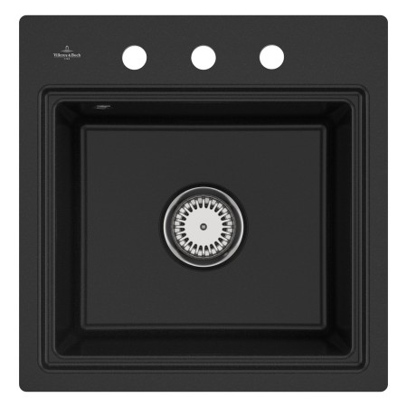 Villeroy & Boch Subway Style 50 S FLAT flächenbündige Spüle, Ablaufgarnitur mit Excenterbetätigung, inkl. Abtropfgitter