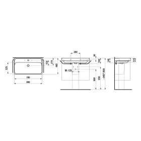 Vasque LAUFEN MEDA 80 x 46 cm, sans trou de robinet ni trop-plein