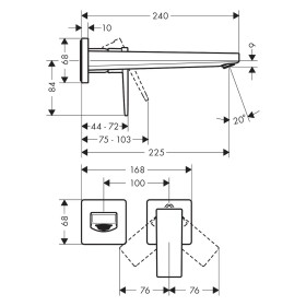 Miscelatore lavabo a parete hansgrohe Metropol con leva e beccuccio da 22,5 cm per montaggio a parete