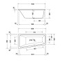 Duravit No. 1 Trapez-Badewanne 150 x 80 cm mit 1 Rückenschräge links