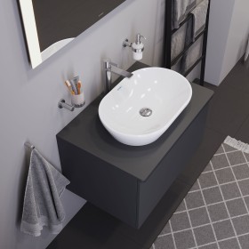 Vasque à poser ovale Duravit D-Neo 60 cm, sans trou de robinet, sans trop-plein