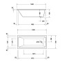 Duravit No. 1 Rechteck-Badewanne 160 x 70 cm mit 1 Rückenschräge