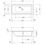 Duravit D-Code Rechteck-Badewanne 170 x 75 cm mit Mittelablauf