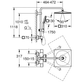 GROHE Rainshower SmartActive Cube 310 Sistema doccia con termostato, incl. EcoJoy