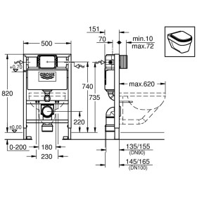 GROHE Rapid SL pour WC suspendu Hauteur de construction 82 cm