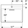 Geberit ONE Waschtisch 60 cm, Abgang horizontal, 1 Hahnloch, ohne Überlauf