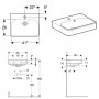 Geberit Smyle Square Handwaschbecken 45 cm, Überlauf asymetrisch
