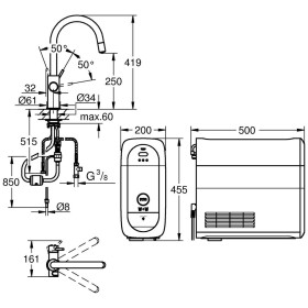 Kit di avviamento GROHE Blue Home con beccuccio C estraibile