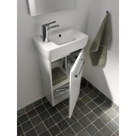 Geberit Renova Compact Handwaschbecken 40 cm, asymmetrisch mit Hahnloch links