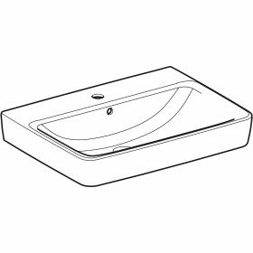 Geberit Renova Plan Aufsatzwaschtisch 65 cm mit Hahnloch mittig und Überlauf