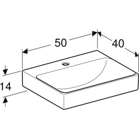 Geberit ONE Waschtisch 50 cm, Abgang vertikal, 1 Hahnloch, ohne Überlauf