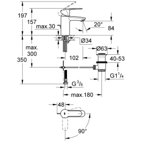 Rubinetto monocomando per lavabo GROHE Eurostyle C Silkmove ES DN 15, taglia S