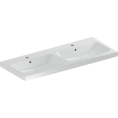 Geberit iCon Light Doppelwaschtisch 120 cm mit 2 Hahnlöchern und Überlauf