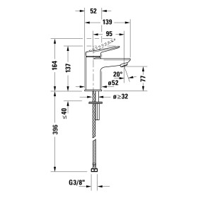 Rubinetto monocomando per lavabo Duravit Wave S senza scarico