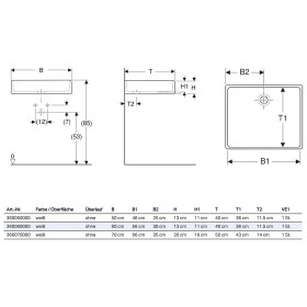 Geberit Publica Mehrzweckbecken 60 x 40 cm ohne Überlauf