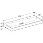 Geberit ONE Waschtisch 120 cm, Abgang horizontal, 2 Hahnlöcher, ohne Überlauf