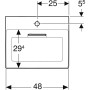 Geberit ONE Aufsatzwaschtisch, 1 Hahnloch, ohne Überlauf, Abgang horizontal