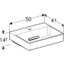 Geberit ONE Aufsatzwaschtisch, 1 Hahnloch, ohne Überlauf, Abgang horizontal