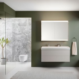 Geberit ONE Waschtisch 120 cm, Abgang vertikal, 2 Hahnlöcher, ohne Überlauf