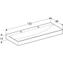 Geberit ONE Waschtisch 120 cm, Abgang vertikal, 2 Hahnlöcher, ohne Überlauf