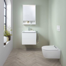 Geberit ONE Möbelwaschtisch 60 cm, Abgang horizontal, 1 Hahnloch, ohne Überlauf