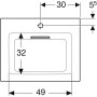 Geberit ONE Möbelwaschtisch 60 cm, Abgang horizontal, 1 Hahnloch, ohne Überlauf